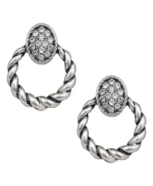 Twist Rope Doorknocker Pave Earrings - Not So Basics