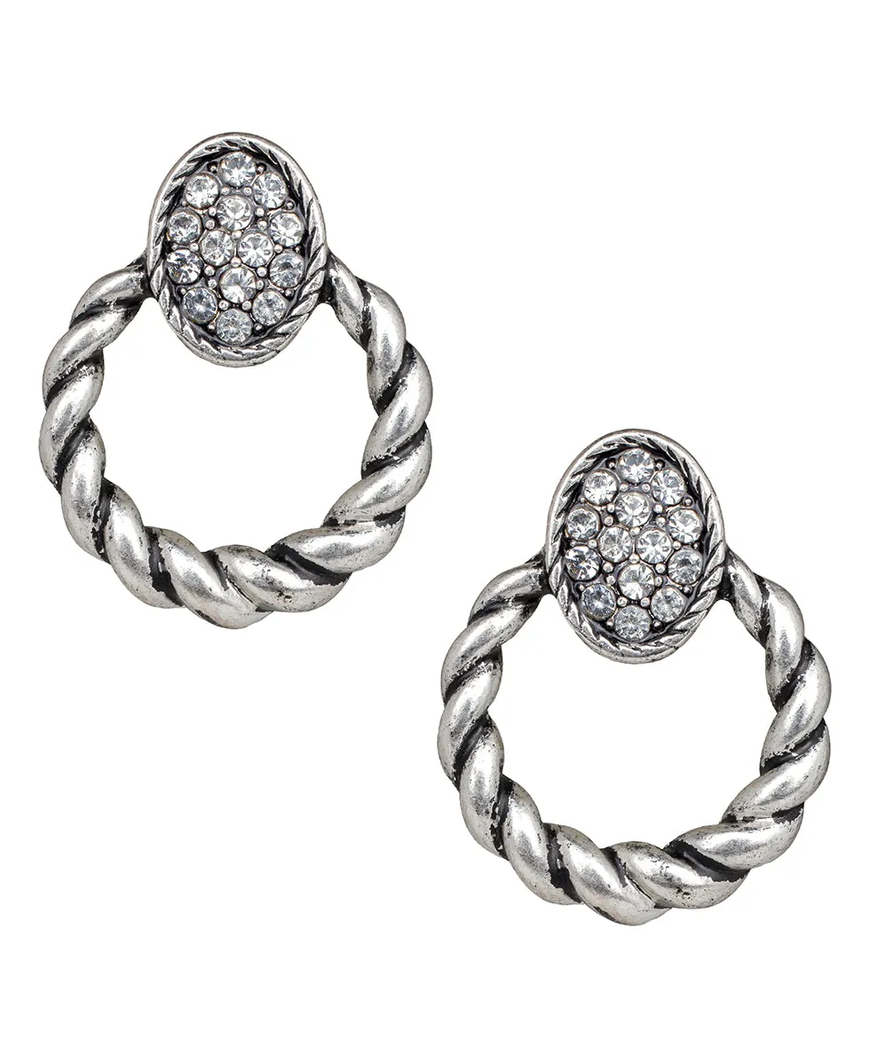 Twist Rope Doorknocker Pave Earrings - Not So Basics