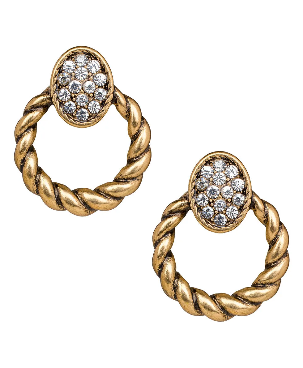 Twist Rope Doorknocker Pave Earrings - Not So Basics