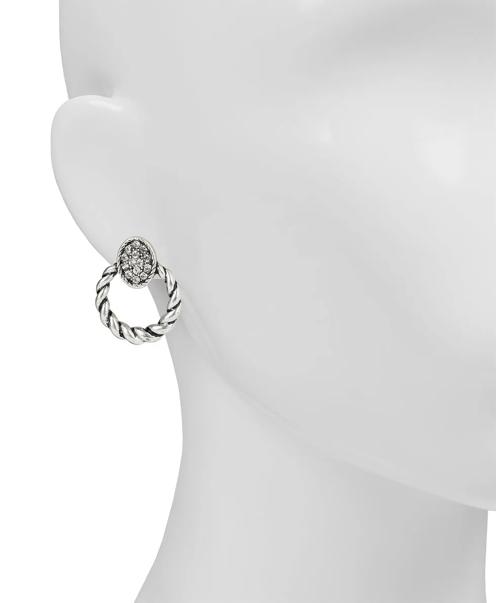 Twist Rope Doorknocker Pave Earrings - Not So Basics