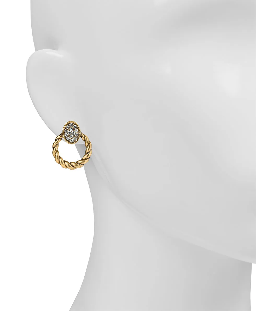 Twist Rope Doorknocker Pave Earrings - Not So Basics