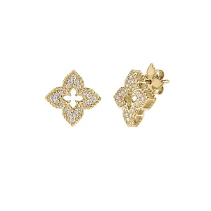 Venetian Princess 0.30Ct Diamond Flower earring in 18K Yellow Gold
