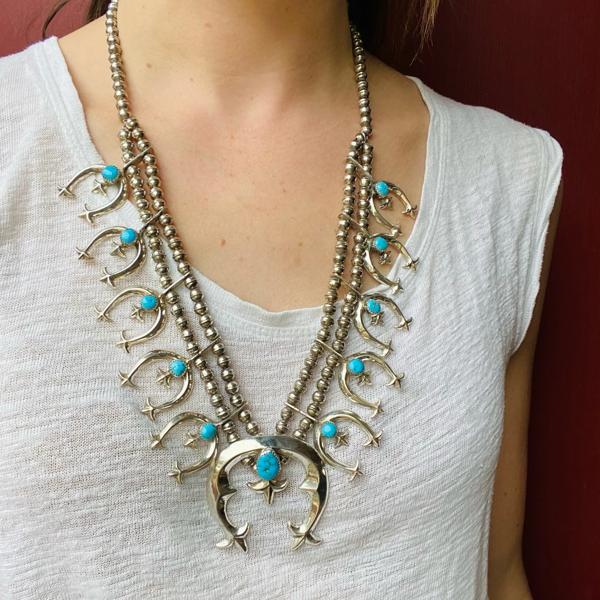 Vibrant Blue Turquoise Naja Necklace