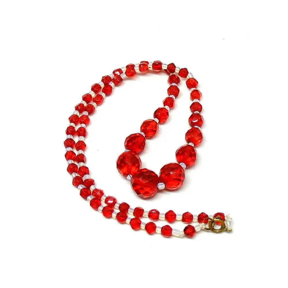 Vintage 1950's Cherry Glass Beaded Necklace