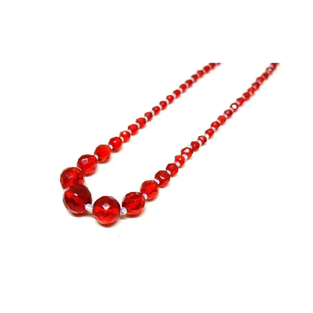 Vintage 1950's Cherry Glass Beaded Necklace
