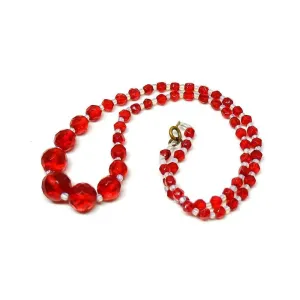 Vintage 1950's Cherry Glass Beaded Necklace