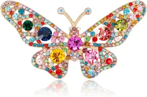 Vintage Butterfly Brooches for Women Rhinestones Crystal Antique Cute Animal Shape Corsages Scarf Clips Brooches, AL274-A