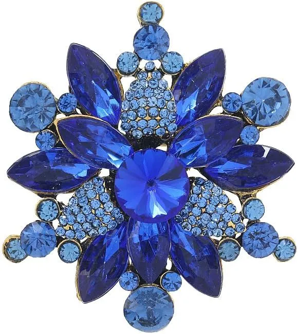 Vintage Crystal Rhinestone Flower Shape Brooch Pin Statement Jewelry Gift Accessories for Women