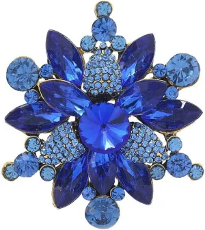 Vintage Crystal Rhinestone Flower Shape Brooch Pin Statement Jewelry Gift Accessories for Women