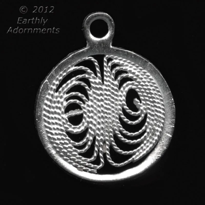 Vintage silver plated filigree disks. 15mm diameter. 4 pcs, b9-2142(e)