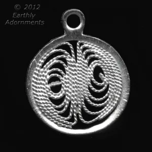 Vintage silver plated filigree disks. 15mm diameter. 4 pcs, b9-2142(e)