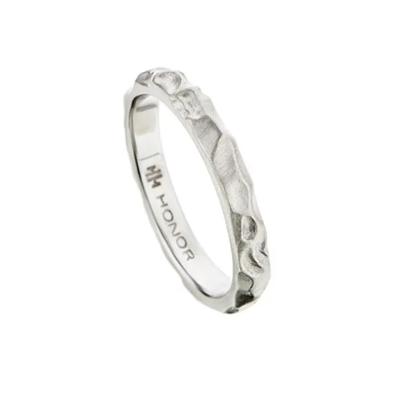 Volcanic Sterling Silver Ring plated in Platinum (No 62)