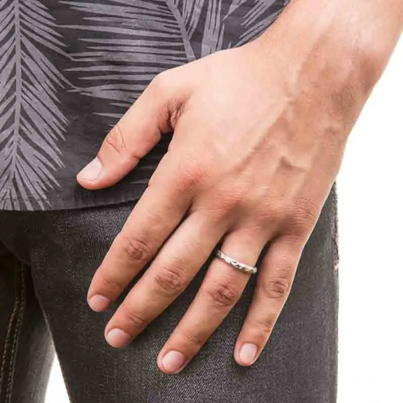 Volcanic Sterling Silver Ring plated in Platinum (No 62)