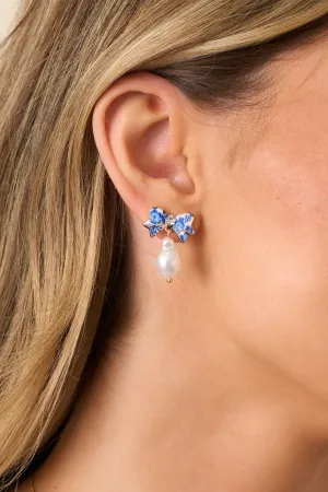 Whispering Dreams Blue and Ivory Pearl Earrings