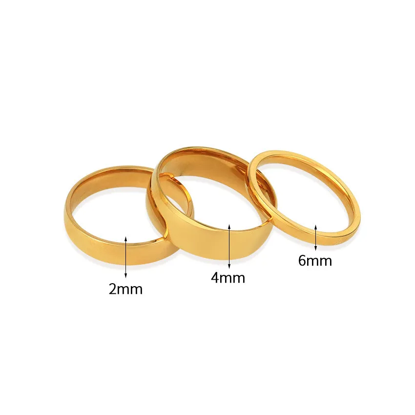 Wholesale 18K Plated Ring Surface Glossy Plain Ring Simple Style Titanium Steel Ring