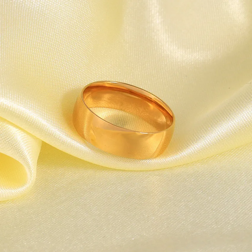 Wholesale 18K Plated Ring Surface Glossy Plain Ring Simple Style Titanium Steel Ring