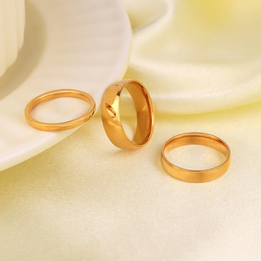 Wholesale 18K Plated Ring Surface Glossy Plain Ring Simple Style Titanium Steel Ring