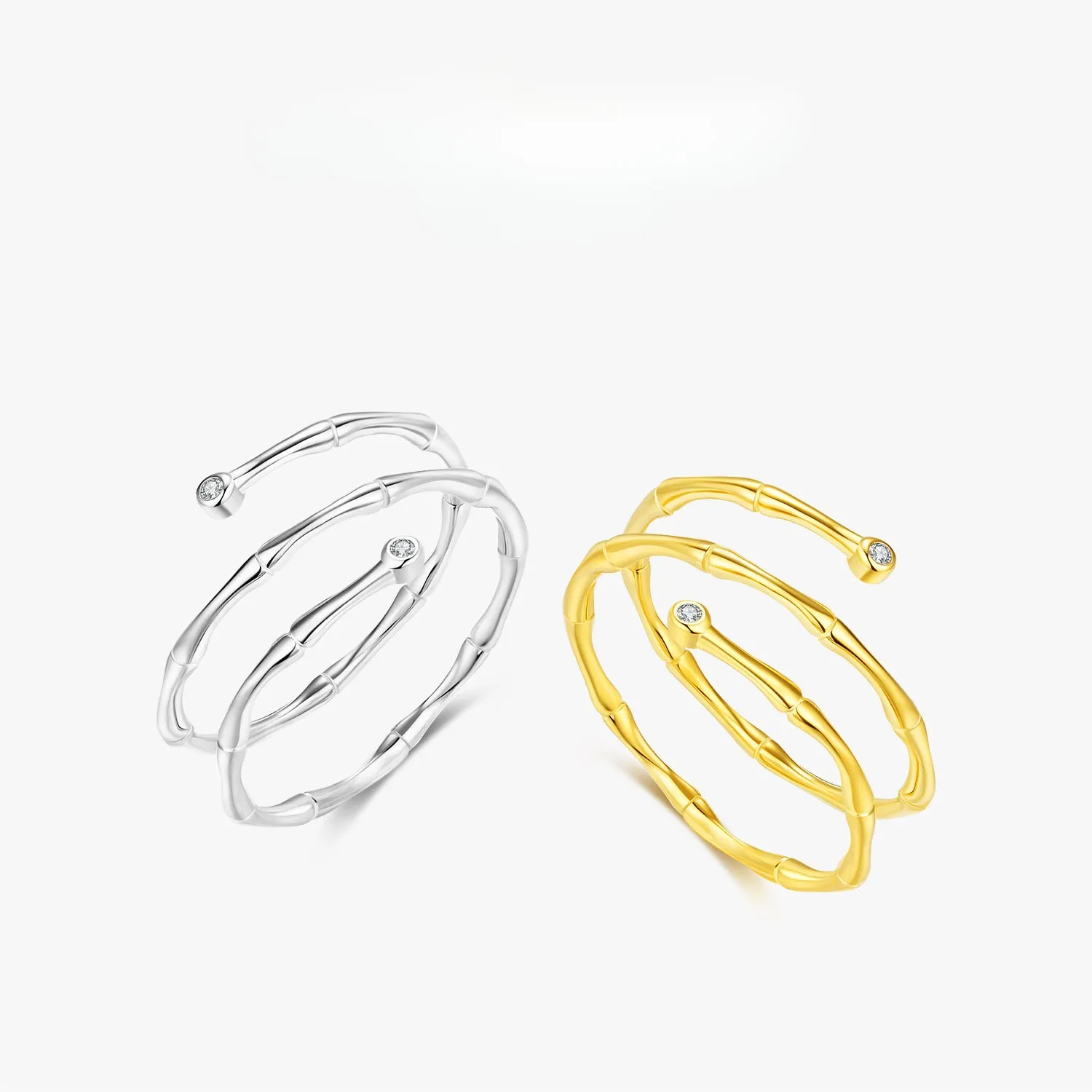 Wholesale Pure Silver Simple Bamboo Multi-layered Line Rings
