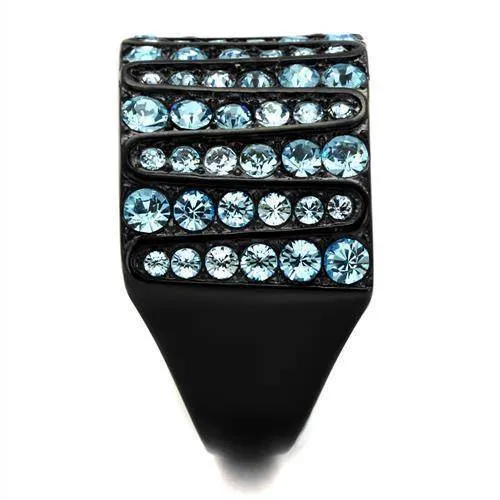 Women Stainless Steel Synthetic Crystal Rings Sea Column
