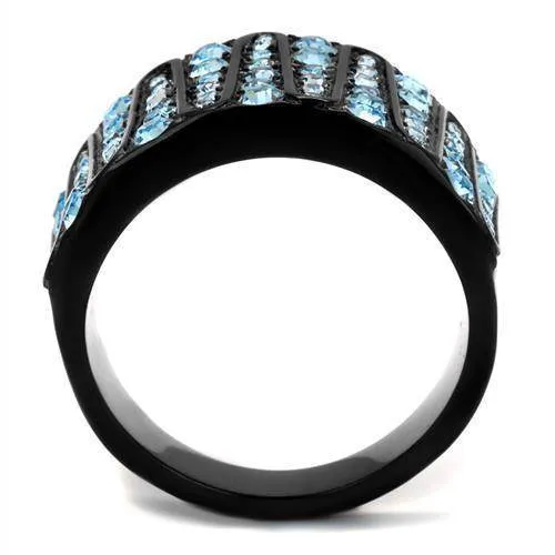 Women Stainless Steel Synthetic Crystal Rings Sea Column
